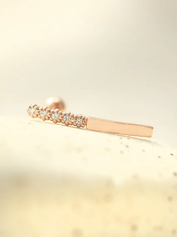14K Gold Bubble Cubic Long Stick Cartilage Earring 20G18G16G MinimalBijoux Earrings