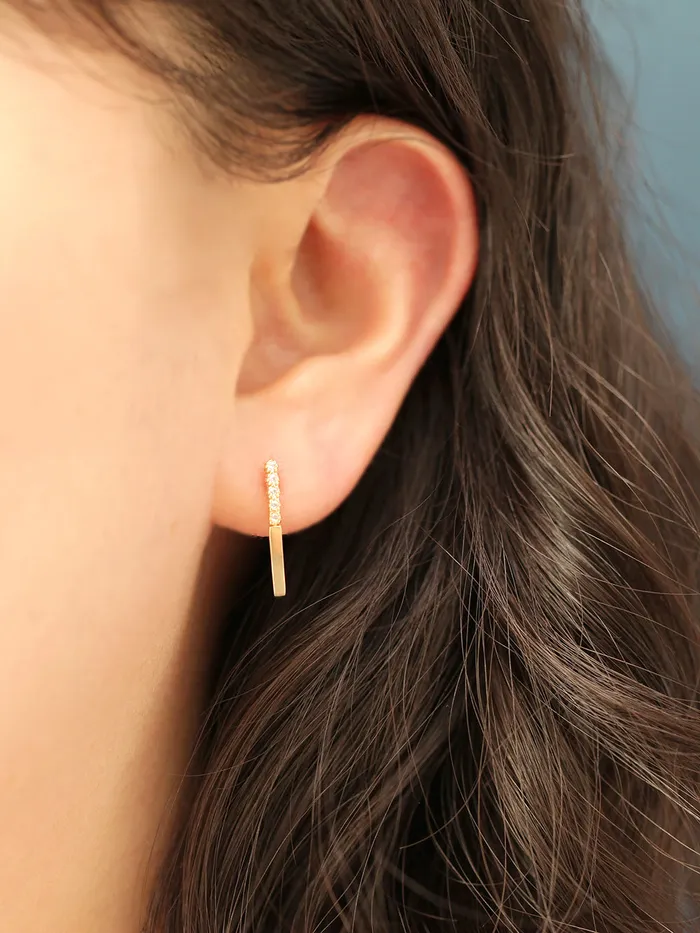 14K Gold Bubble Cubic Long Stick Cartilage Earring 20G18G16G MinimalBijoux Earrings
