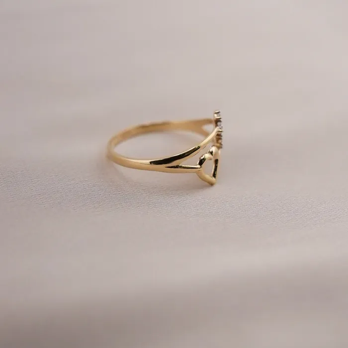 14k Gold Cross Heart Ring AB and J Rings