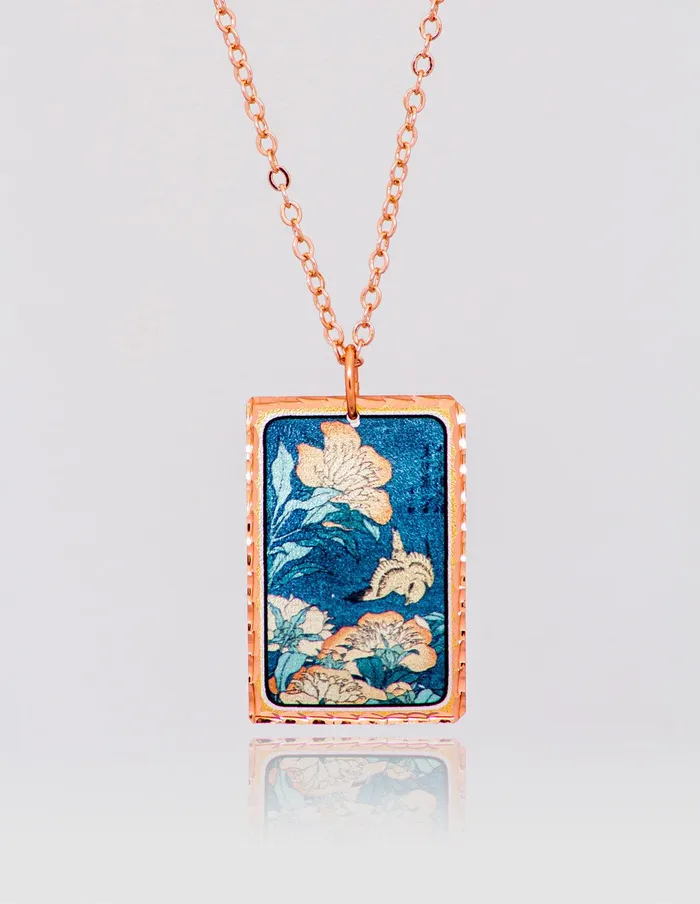 artuckycom Necklaces Hokusai Peonies and Canary Necklace