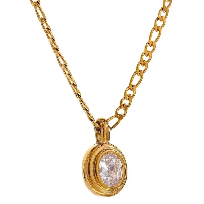 Bezel Solitaire Pendant Necklace Mabel Love Co Necklaces