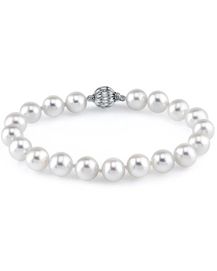 Bracelets 8085mm White Freshwater Pearl Bracelet AAAA Quality SPT