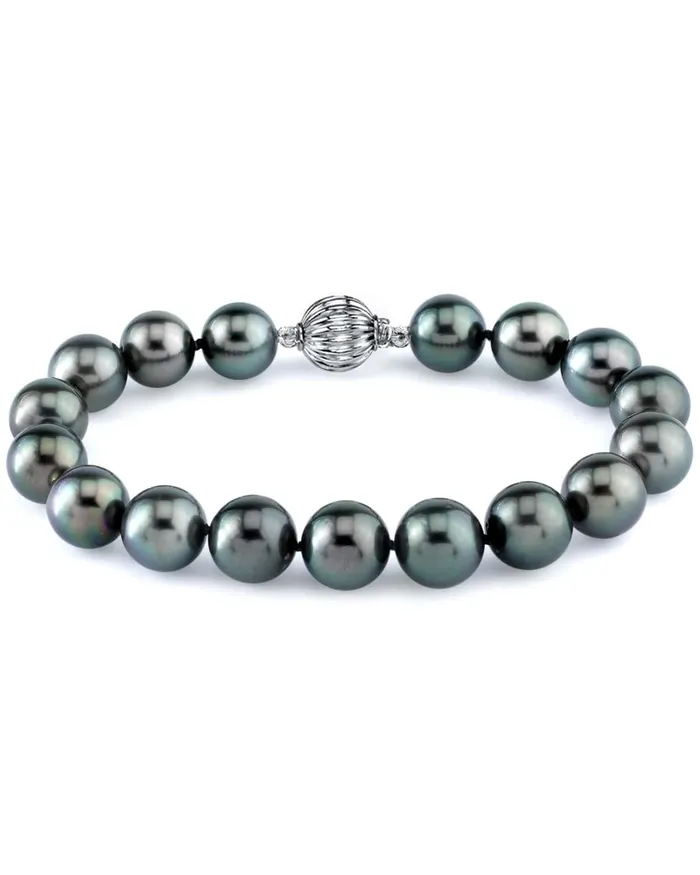 Bracelets True Round Black Tahitian Pearl Bracelet 90100mm AAA Quality SPT