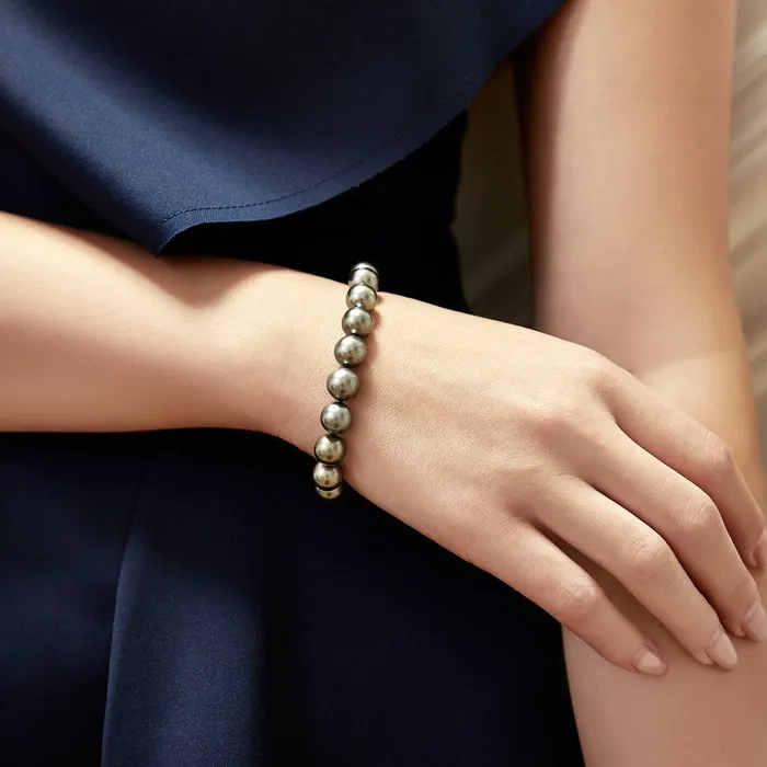 Bracelets True Round Black Tahitian Pearl Bracelet 90100mm AAA Quality SPT