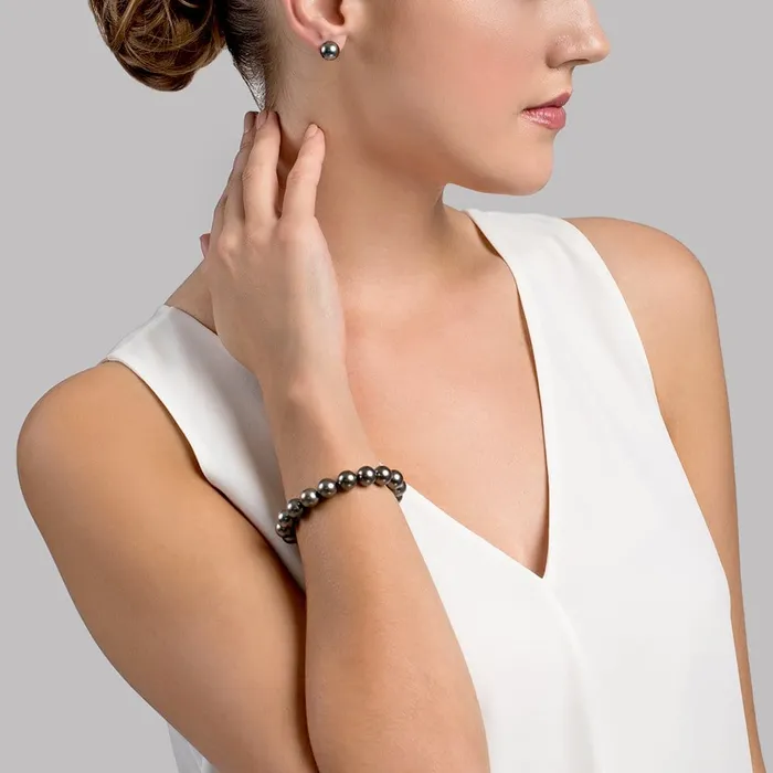 Bracelets True Round Black Tahitian Pearl Bracelet 90100mm AAA Quality SPT