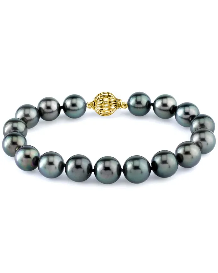 Bracelets True Round Black Tahitian Pearl Bracelet 90100mm AAA Quality SPT