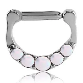 Bracelets Tulsa Body Jewelry Five Opal Stainless Septum Clicker