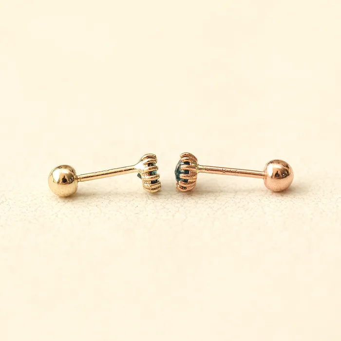 Earrings 14K Gold Crown Rough Diamond Earring 3mm 20G18G16G MinimalBijoux