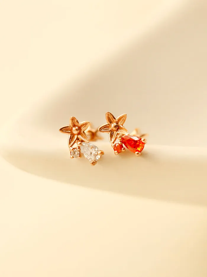Earrings MinimalBijoux 14K Gold Mini Maple Color CZ Cartilage Earring 18G16G