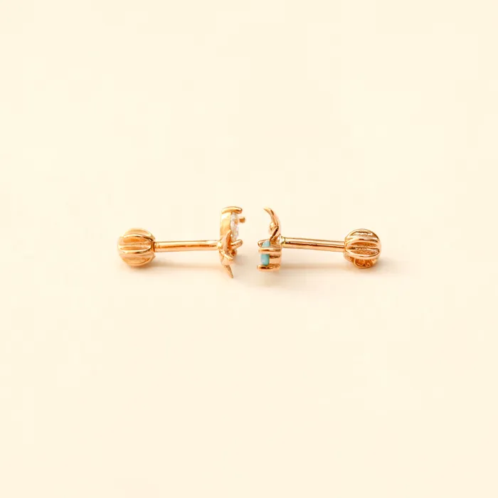 Earrings MinimalBijoux 14K Gold Mini Maple Color CZ Cartilage Earring 18G16G