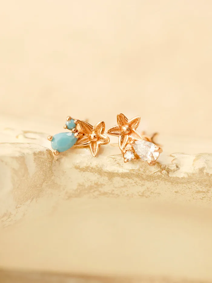 Earrings MinimalBijoux 14K Gold Mini Maple Color CZ Cartilage Earring 18G16G
