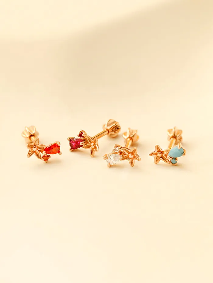 Earrings MinimalBijoux 14K Gold Mini Maple Color CZ Cartilage Earring 18G16G