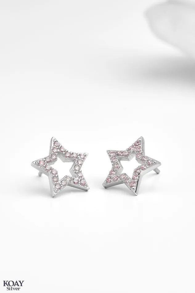 Earrings Single Zircon Rose Star Earring KOAY Silver Store