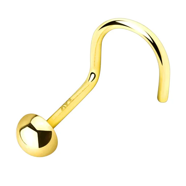 Earrings Tulsa Body Jewelry Yellow 14k Gold Dome Stud Nostril Screw