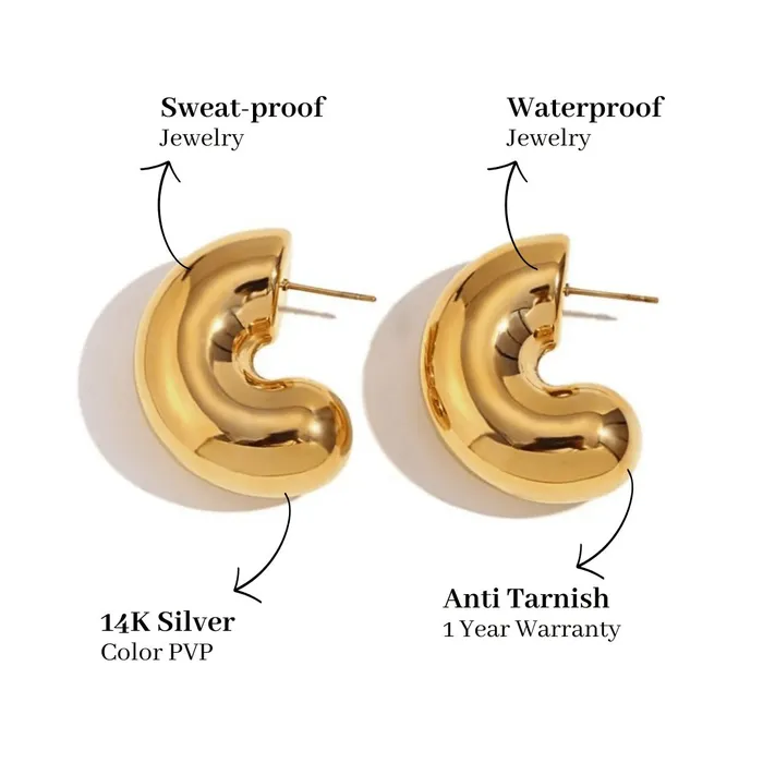Mabel Love Chunky Gold Hoop Earrings FREE OVER 90 Mabel Love Co Earrings