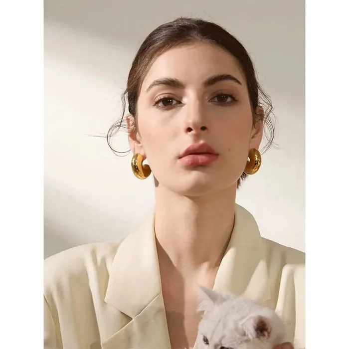 Mabel Love Chunky Gold Hoop Earrings FREE OVER 90 Mabel Love Co Earrings