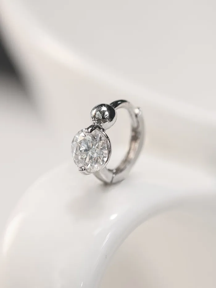 MinimalBijoux 14K 18K Gold Moissanite Mini Ball Cartilage Hoop Earring PreStyled Sets