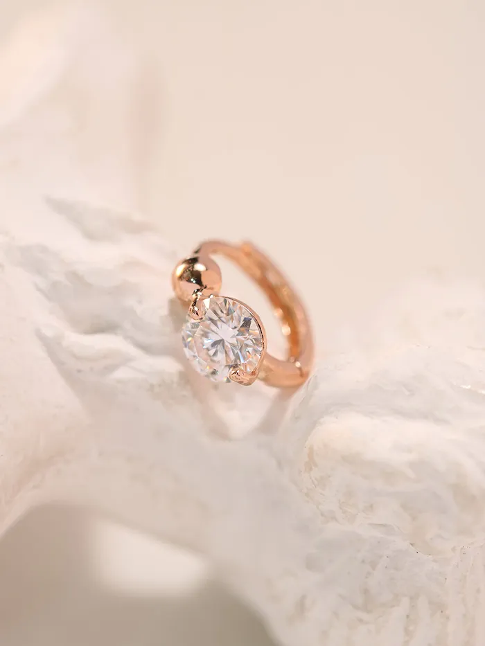 MinimalBijoux 14K 18K Gold Moissanite Mini Ball Cartilage Hoop Earring PreStyled Sets