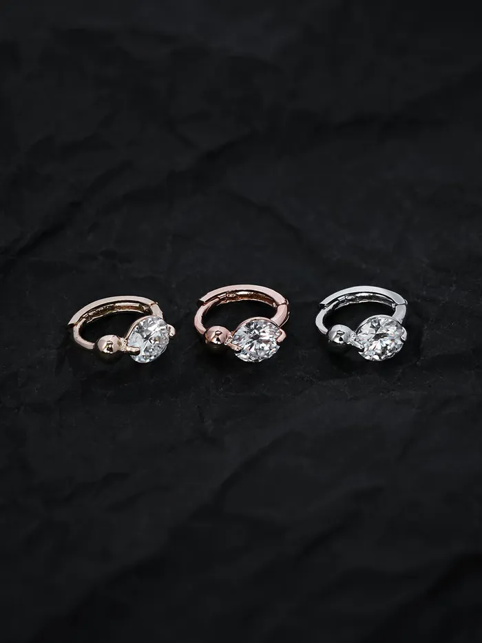 MinimalBijoux 14K 18K Gold Moissanite Mini Ball Cartilage Hoop Earring PreStyled Sets