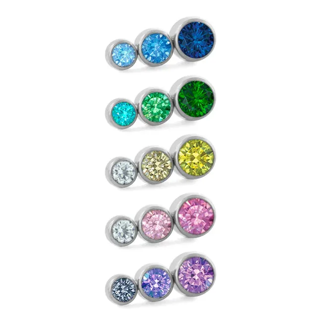 Ombre Tapered CZ Cluster Threadless End by NeoMetal NeoMetal Charm Necklaces