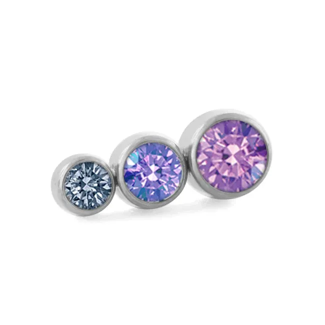 Ombre Tapered CZ Cluster Threadless End by NeoMetal NeoMetal Charm Necklaces