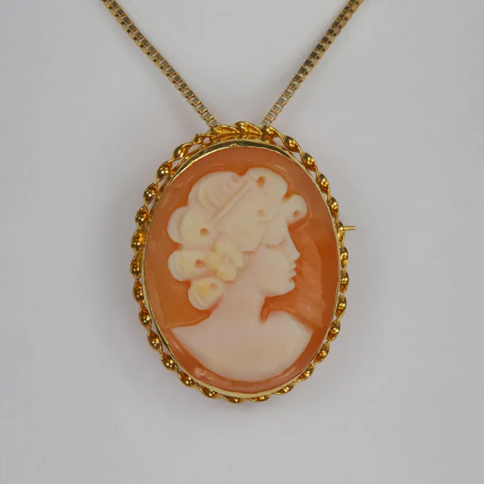 PreStyled Sets Moriartys Gem Art 14K Yellow Gold Shell Cameo PinPendant