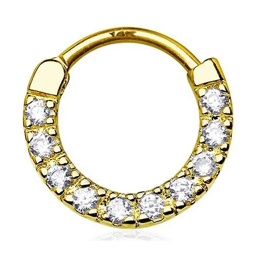 PreStyled Sets Tulsa Body Jewelry Ten CZ Yellow 14k Gold Septum Clicker