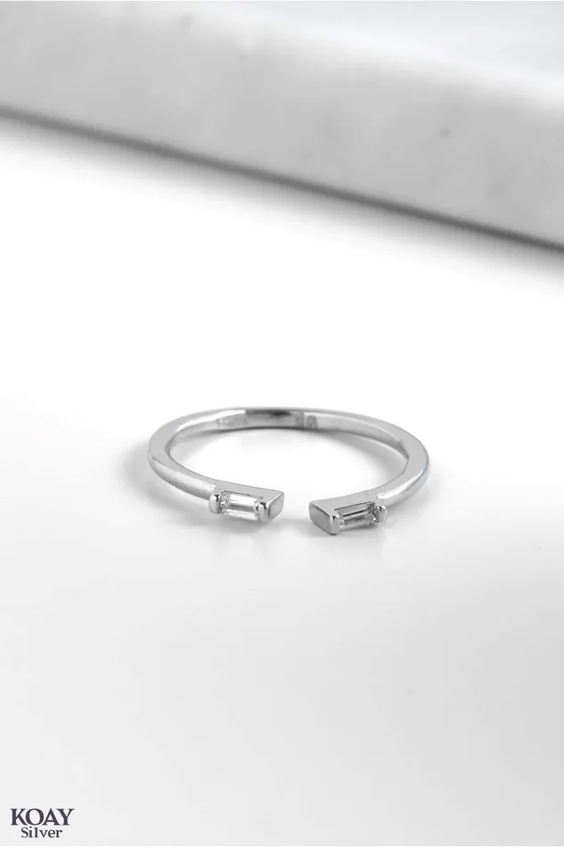 Rings KOAY Silver Store Double Zircon Ring 03