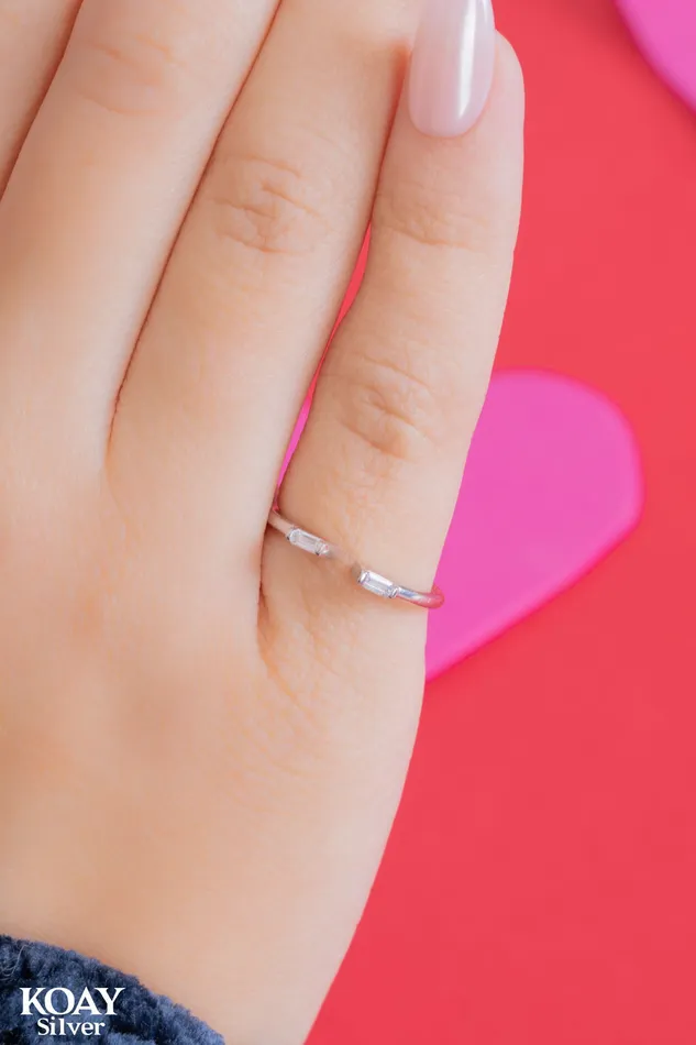 Rings KOAY Silver Store Double Zircon Ring 03