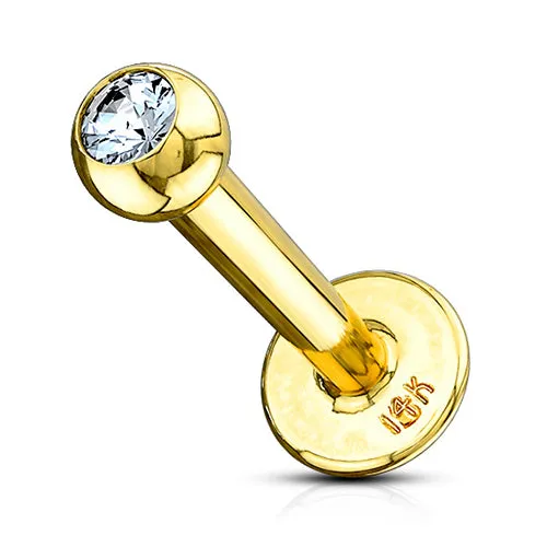 Tulsa Body Jewelry PreStyled Sets 14g CZ Yellow 14k Gold Labret