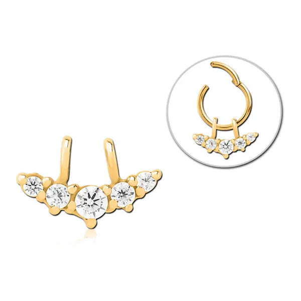 Tulsa Body Jewelry Rings Crown CZ Gold Ring Charm