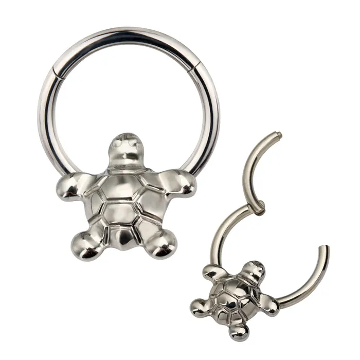 Tulsa Body Jewelry Rings Turtle Titanium Hinged Ring