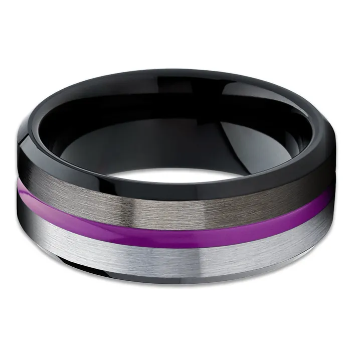 Clean Casting Jewelry Purple Tungsten Wedding Band Gunmetal Tungsten Ring Black Tungsten Ring Brush Rings