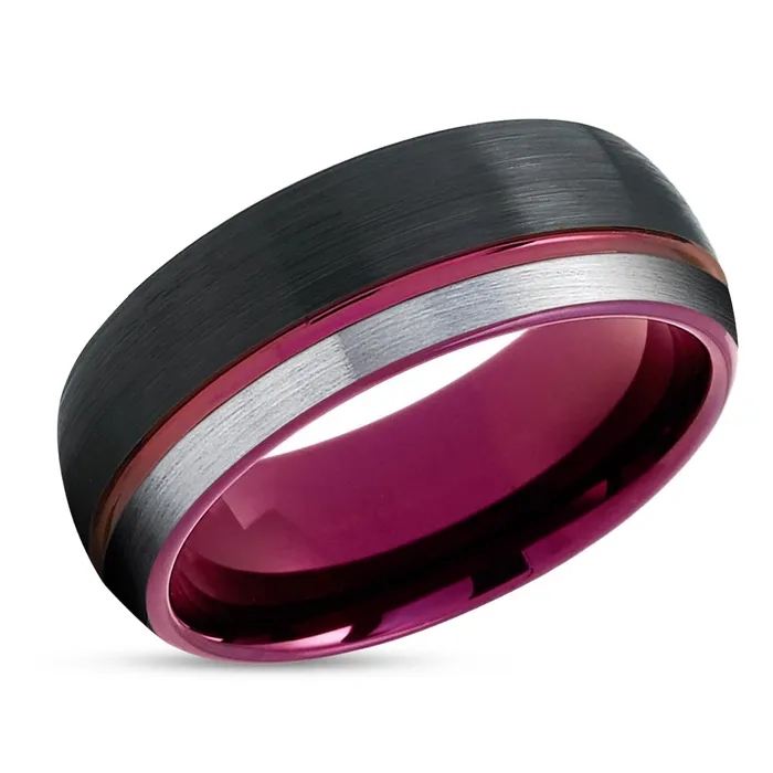 Clean Casting Jewelry Rings Purple Tungsten Wedding Band Black Tungsten Ring Purple Wedding Ring Tungsten Ring