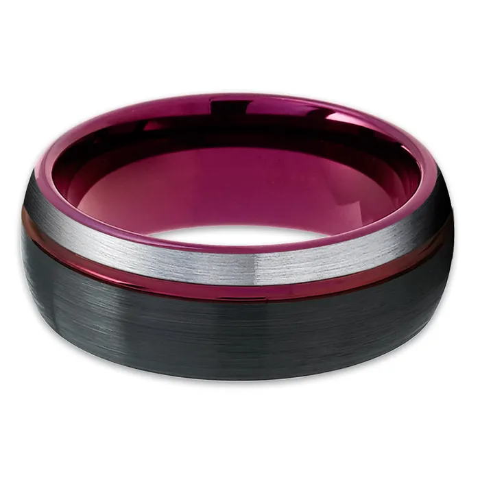 Clean Casting Jewelry Rings Purple Tungsten Wedding Band Black Tungsten Ring Purple Wedding Ring Tungsten Ring