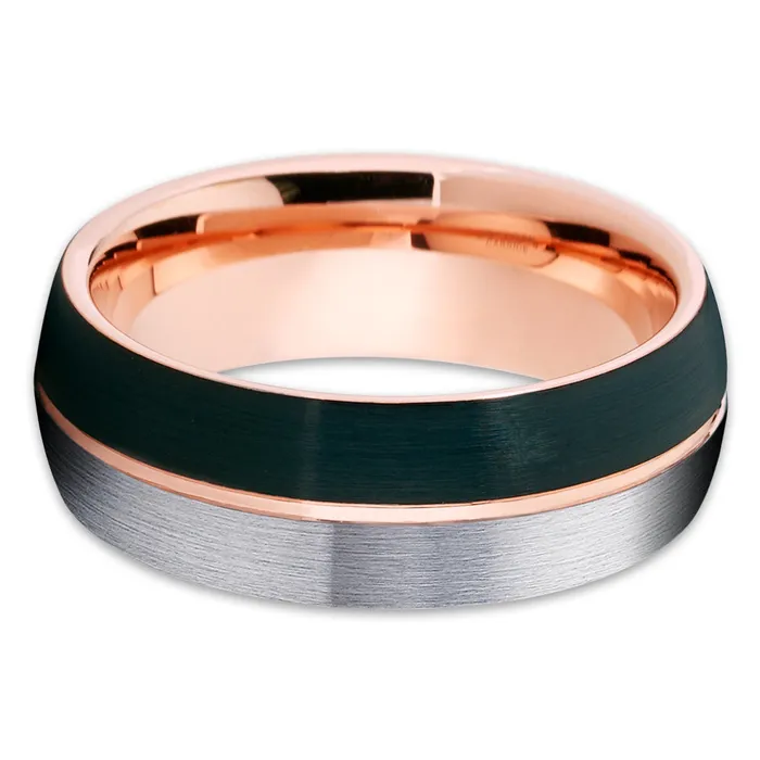 Clean Casting Jewelry Rings Rose Gold Wedding Ring Black Tungsten Ring Gray Wedding Ring 18k Rose Gold