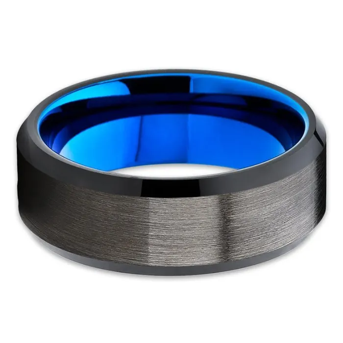 Clean Casting Jewelry Tungsten Wedding Ring Blue Tungsten Wedding Ring Gunmetal Tungsten Ring Black Rings