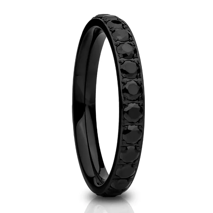 Eternity Wedding Ring Black Titanium Ring Eternity Ring Engagement Ring Black CZ Ring Clean Casting Jewelry Rings