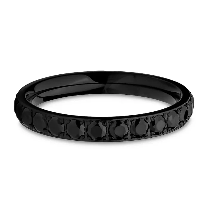 Eternity Wedding Ring Black Titanium Ring Eternity Ring Engagement Ring Black CZ Ring Clean Casting Jewelry Rings
