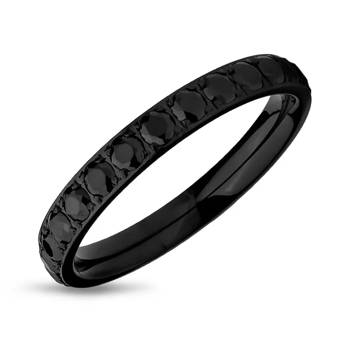 Eternity Wedding Ring Black Titanium Ring Eternity Ring Engagement Ring Black CZ Ring Clean Casting Jewelry Rings