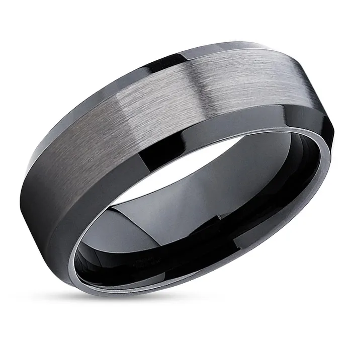 Gunmetal Tungsten Ring Black Ring Tungsten Wedding Ring Gunmetal Wedding Band Clean Casting Jewelry Rings