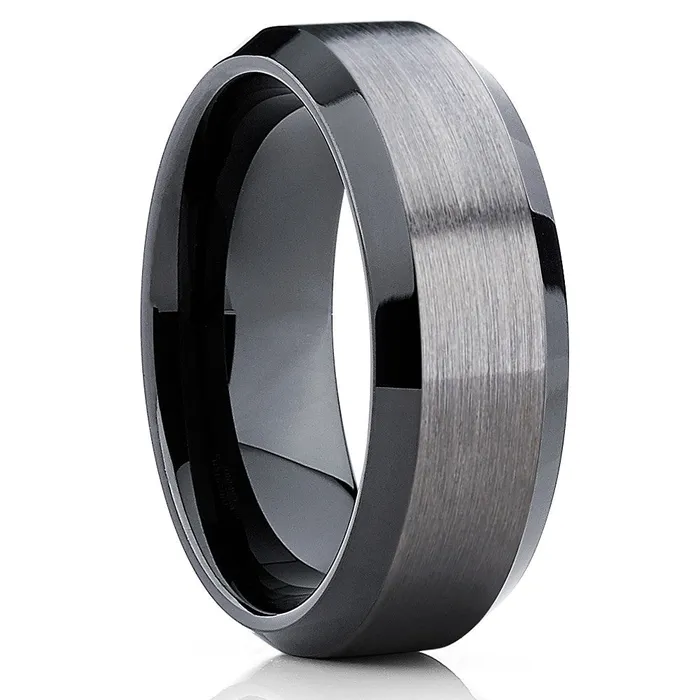 Gunmetal Tungsten Ring Black Ring Tungsten Wedding Ring Gunmetal Wedding Band Clean Casting Jewelry Rings