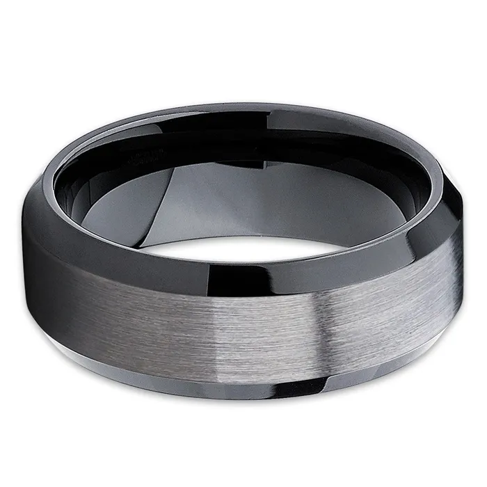 Gunmetal Tungsten Ring Black Ring Tungsten Wedding Ring Gunmetal Wedding Band Clean Casting Jewelry Rings