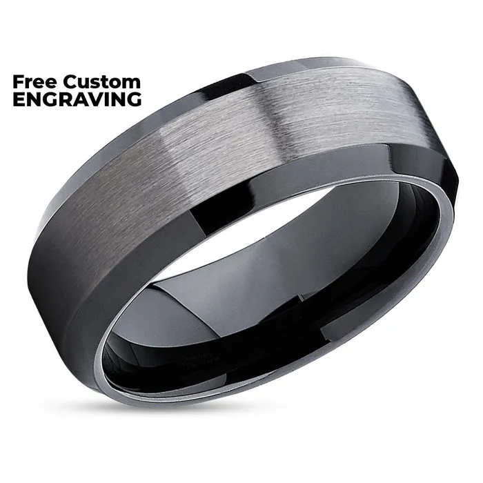 Gunmetal Tungsten Ring Black Ring Tungsten Wedding Ring Gunmetal Wedding Band Clean Casting Jewelry Rings
