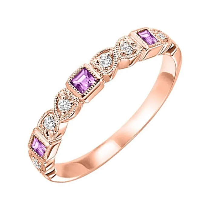 International Diamond Center 14K Gold Stackable Diamond Pink Sapphire Band Rings