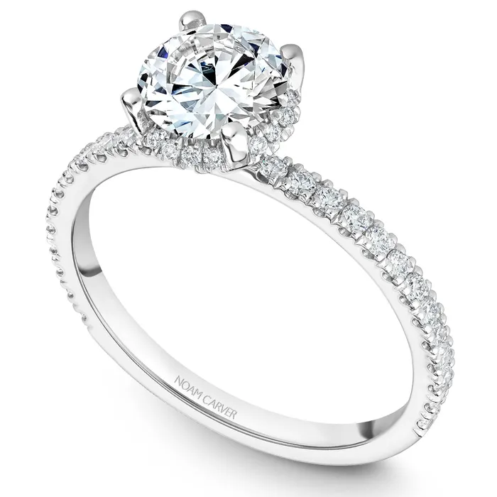 International Diamond Center Rings Noam Carver White Gold Diamond Engagement Ring Setting with Diamond Centerpiece 035 CTW