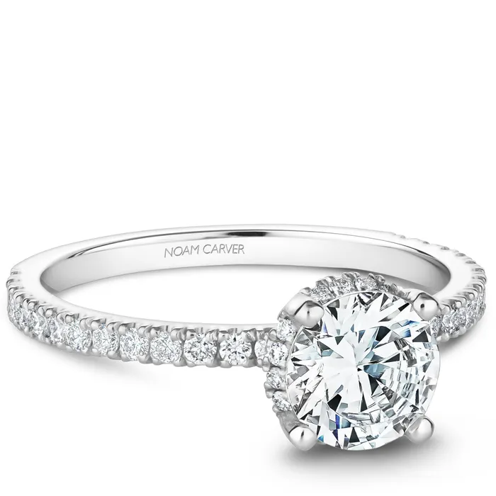 International Diamond Center Rings Noam Carver White Gold Diamond Engagement Ring Setting with Diamond Centerpiece 035 CTW