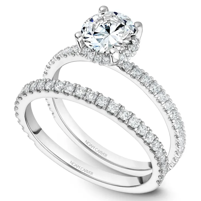 International Diamond Center Rings Noam Carver White Gold Diamond Engagement Ring Setting with Diamond Centerpiece 035 CTW