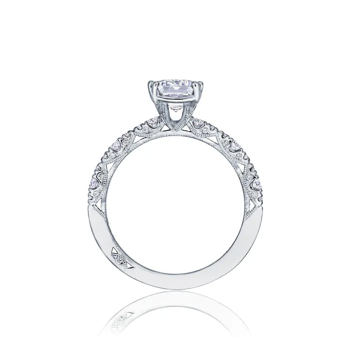 International Diamond Center Rings Tacori 18k White Gold Petite Crescent Oval Diamond Engagement Ring Setting 035 CTW