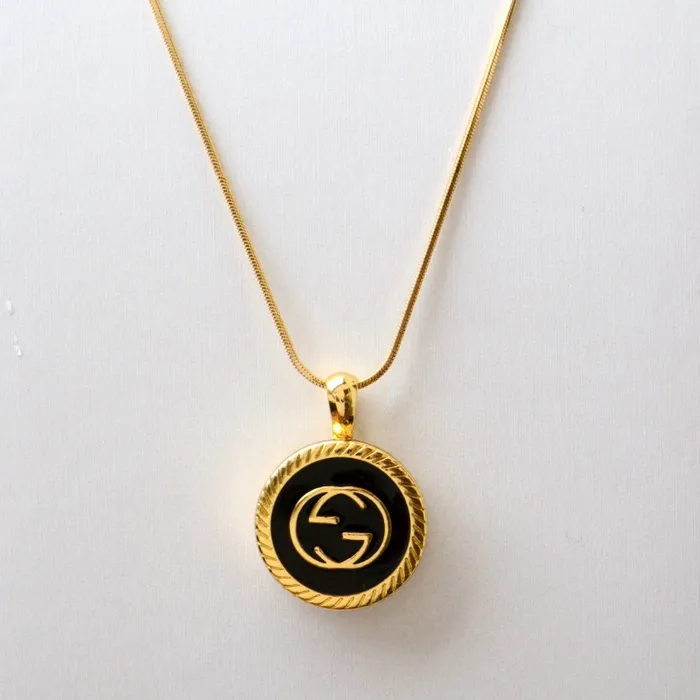 Necklaces Reluxe Vintage GG Noir Button Necklace
